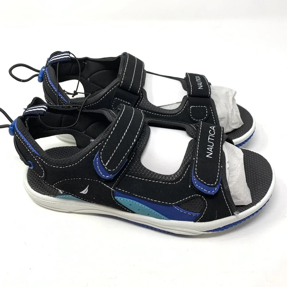 Nautica Kids Sz 4 Sports‎ Sandals Open Toe Athletic Beach Water Helm Black Blue